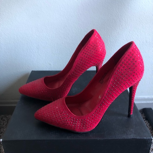 Studded Red Heels - Picture 2 of 8